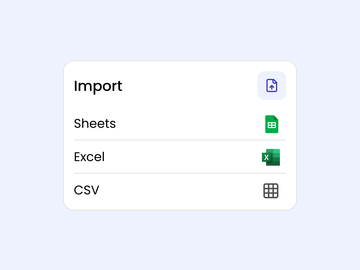 Screenshot of importing and exporting gift data as CSV