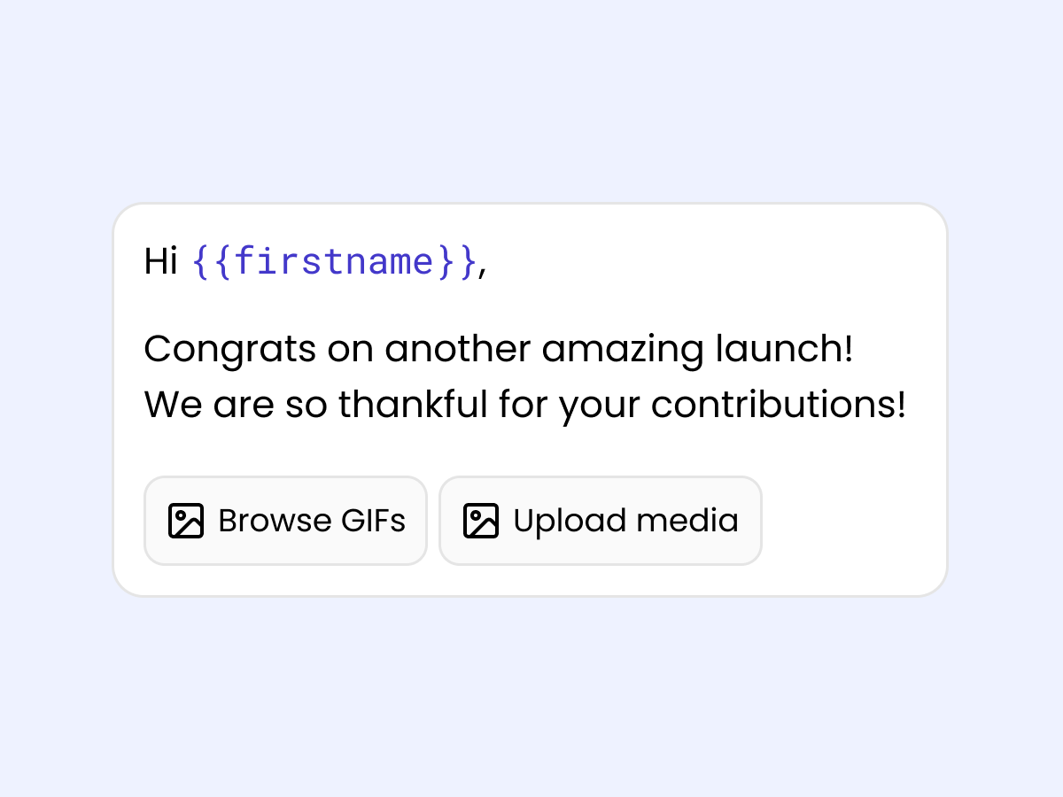 Screenshot of the gift builder with a personalized gift note