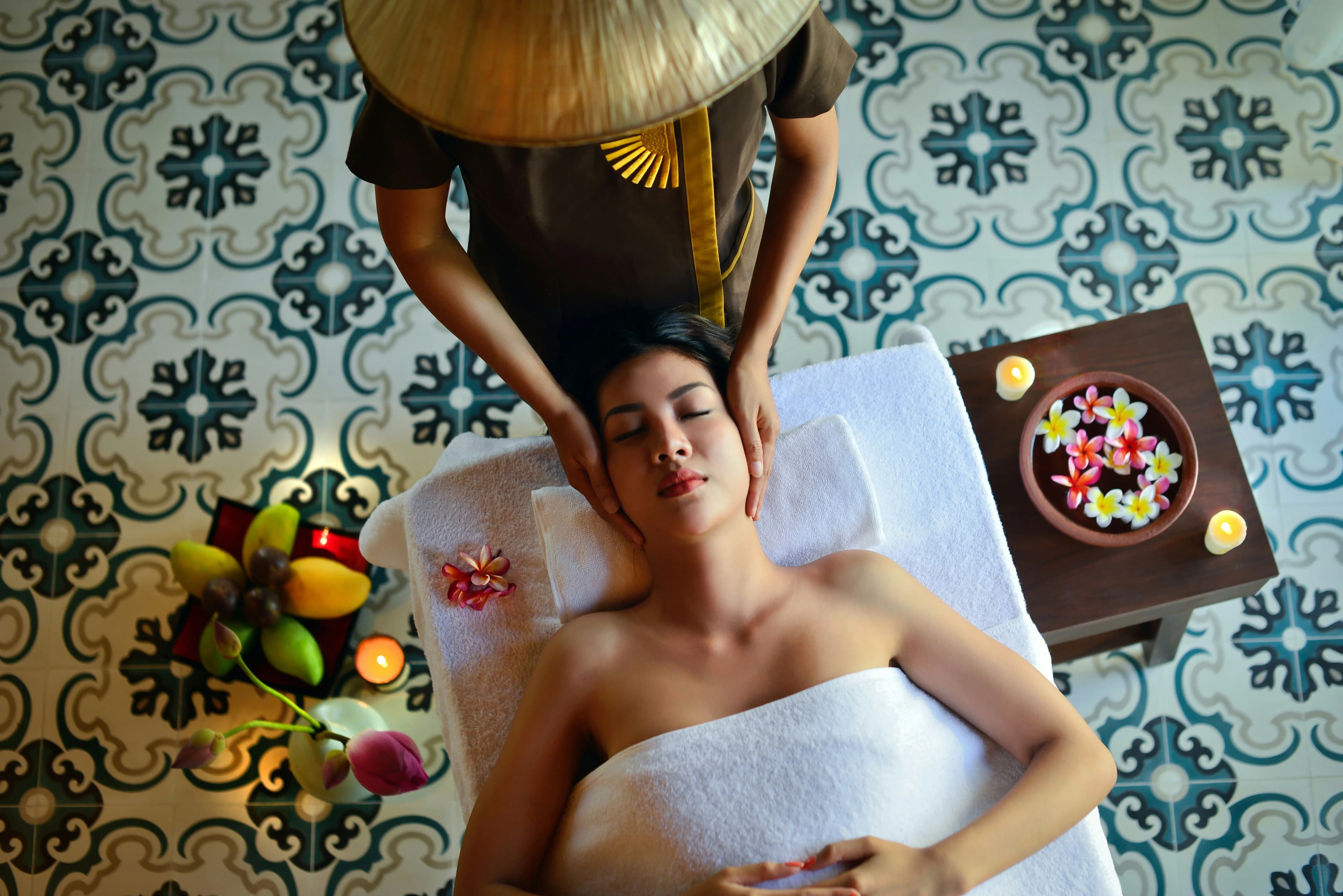 Person getting a massage in a spa