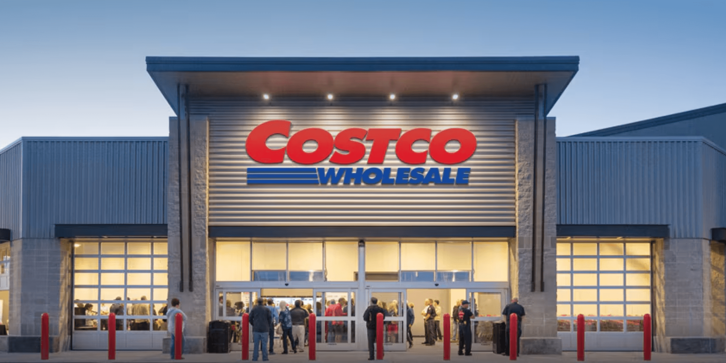 Exterior front entrance of a Costco Wholesale store