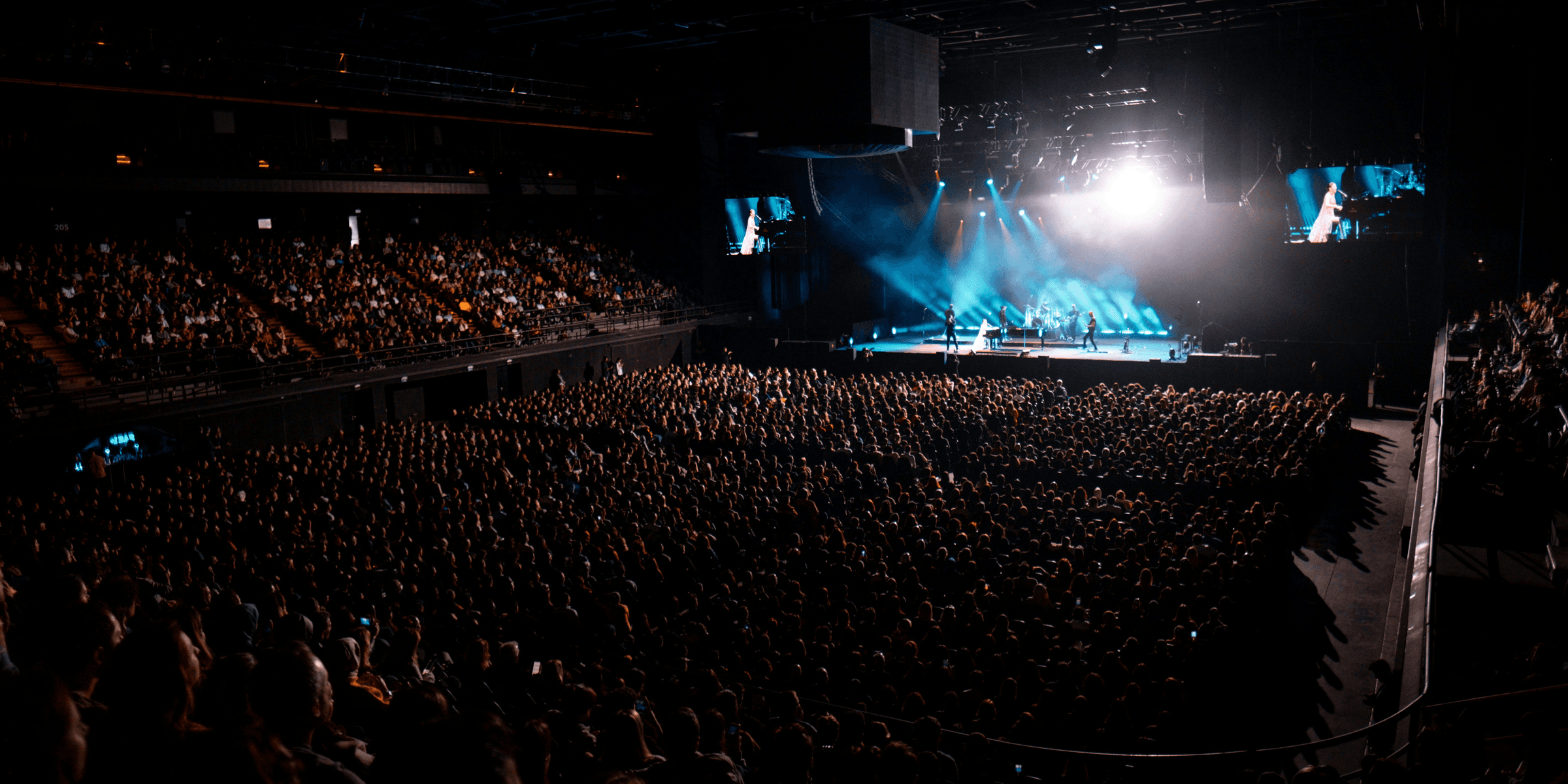 a large crowd of people at a concert.