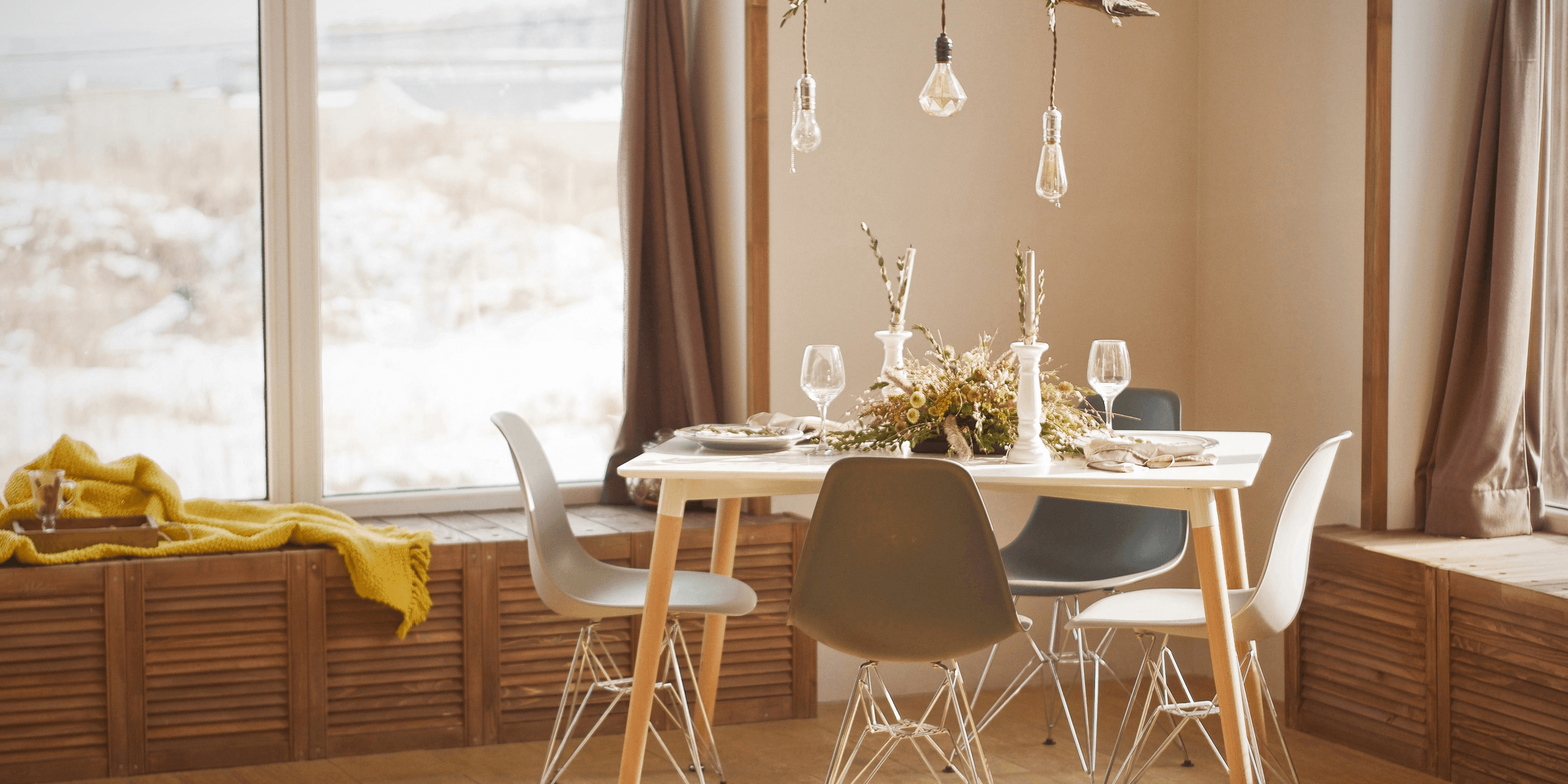 white wooden dining table set during daytime.