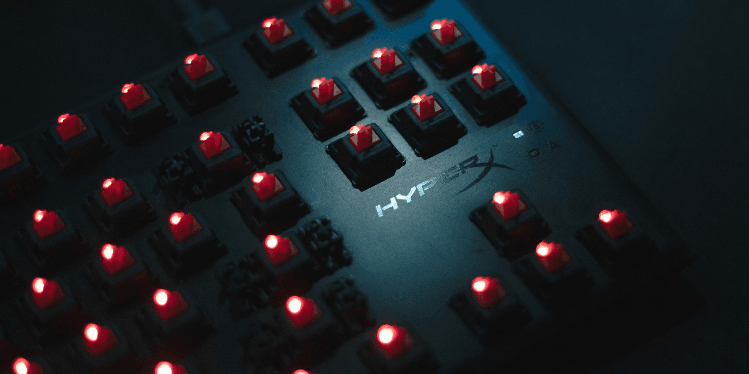 black HyperX gaming keyboard.