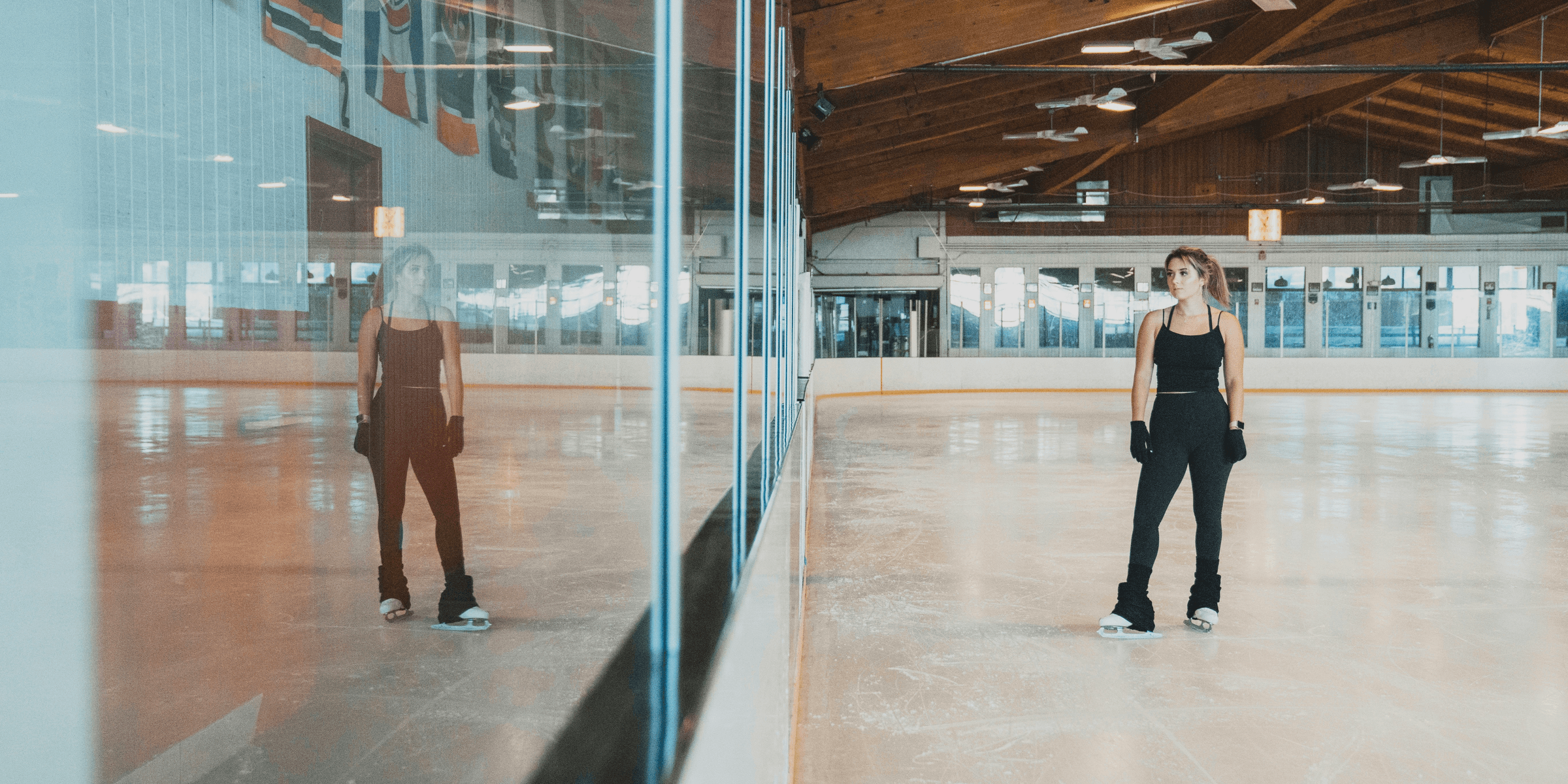 woman ice skating.