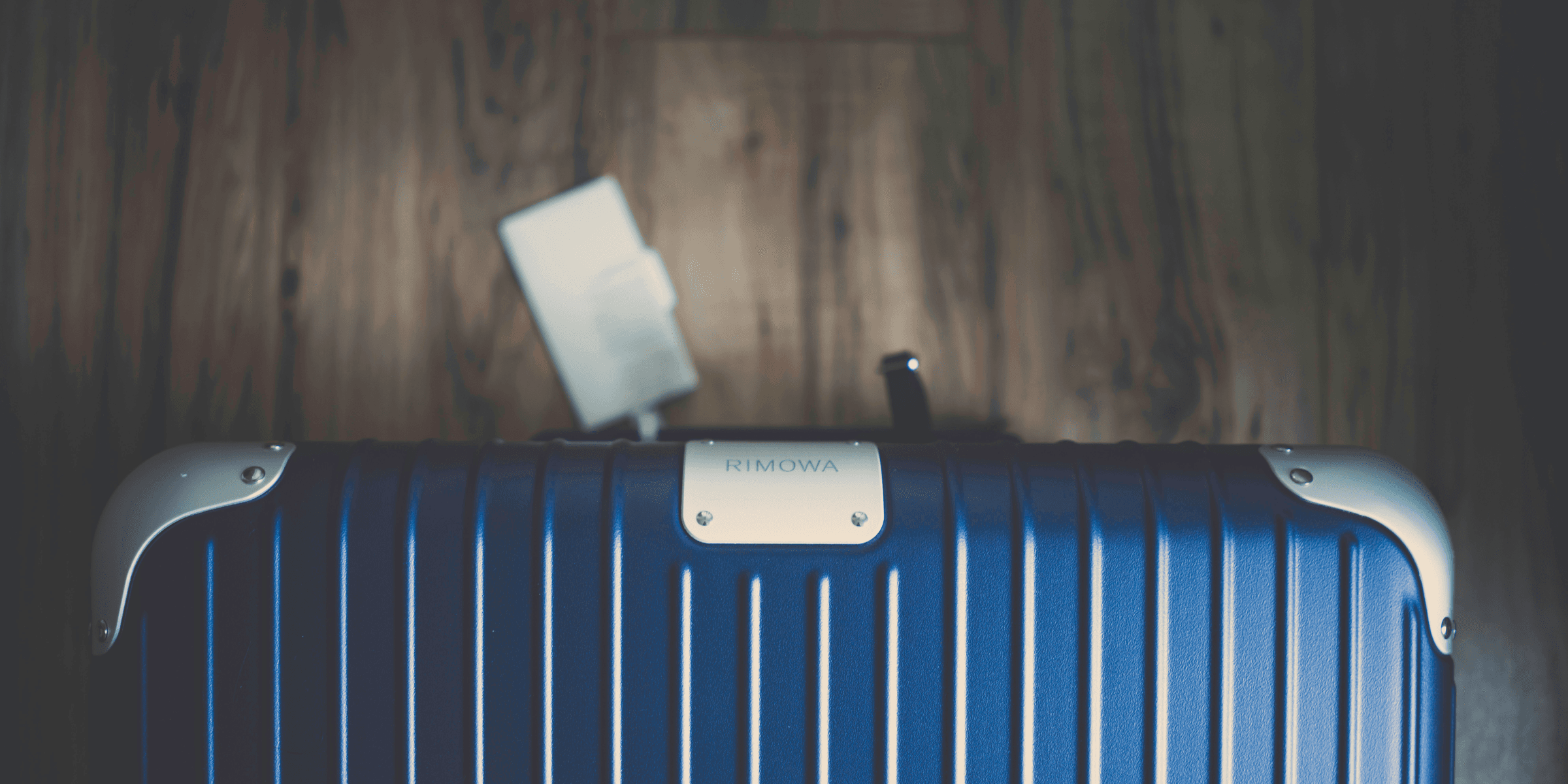 blue hardside luggage.