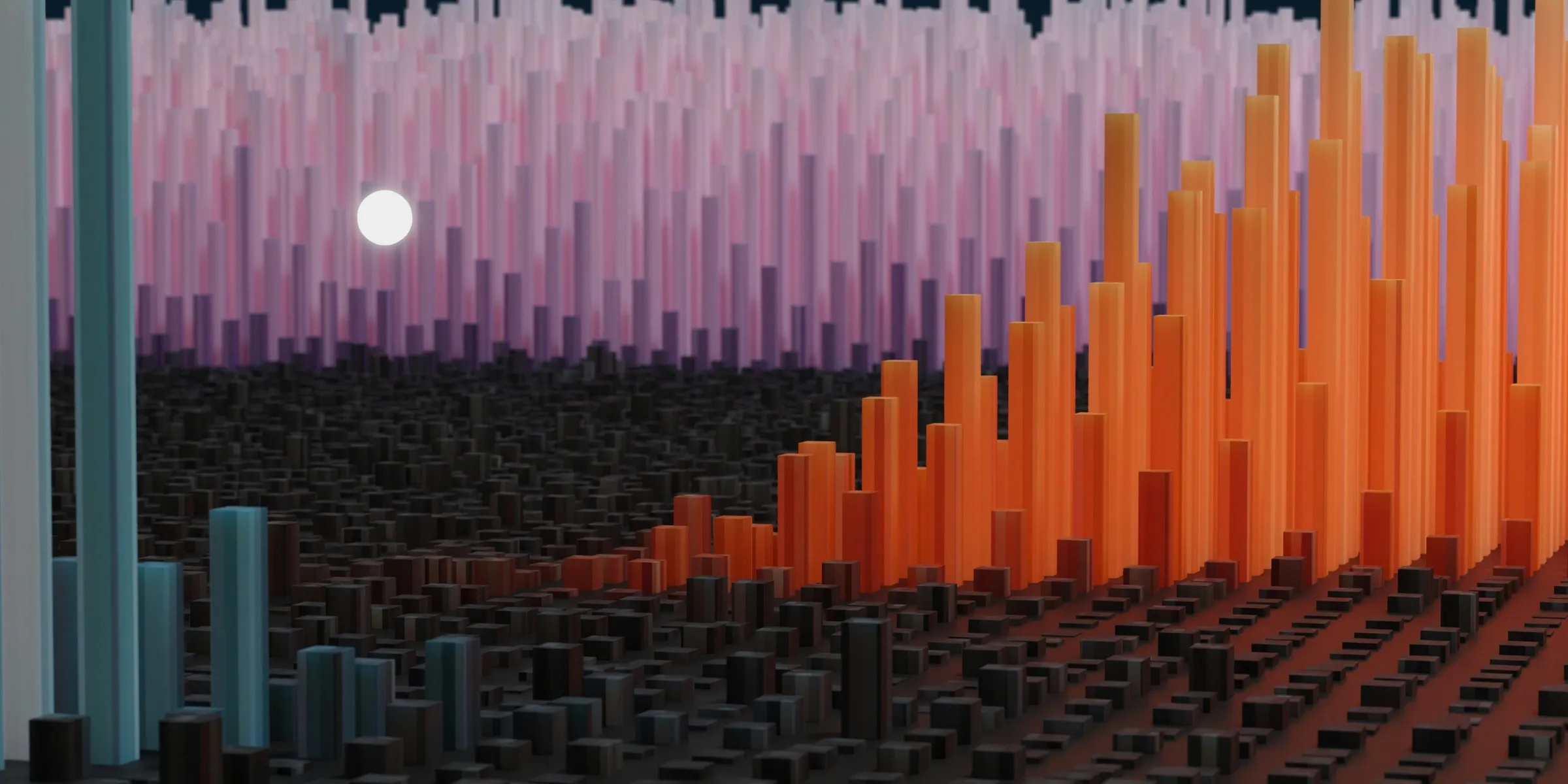 a computer generated image of a landscape with a full moon