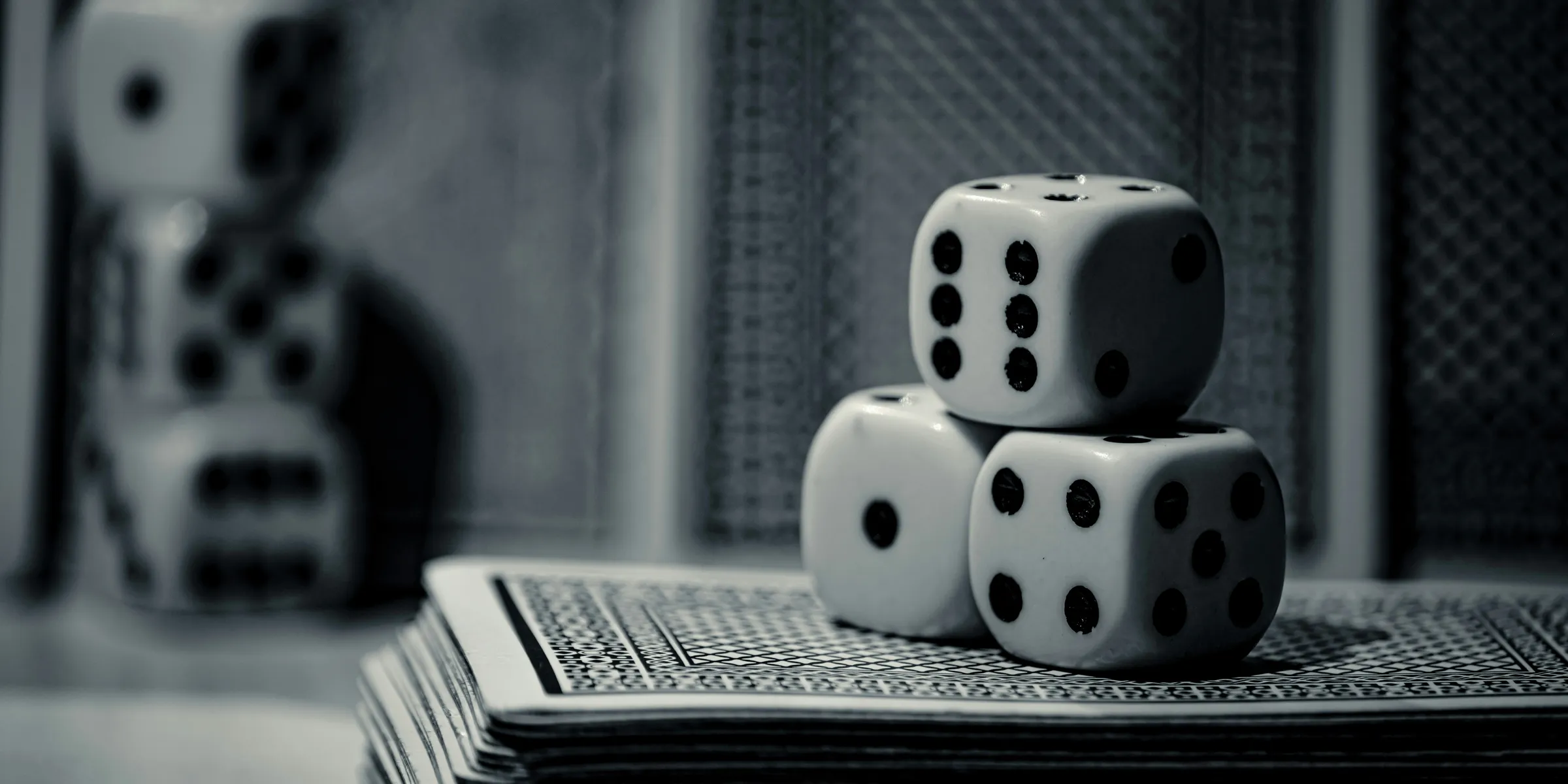 a group of white and black dice