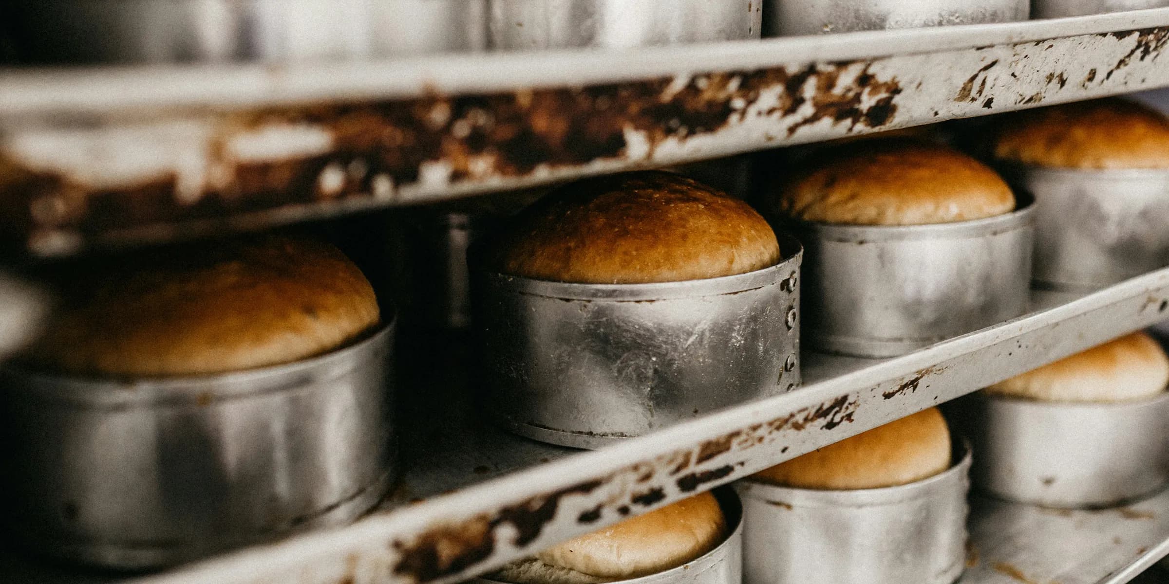baked bread in molders