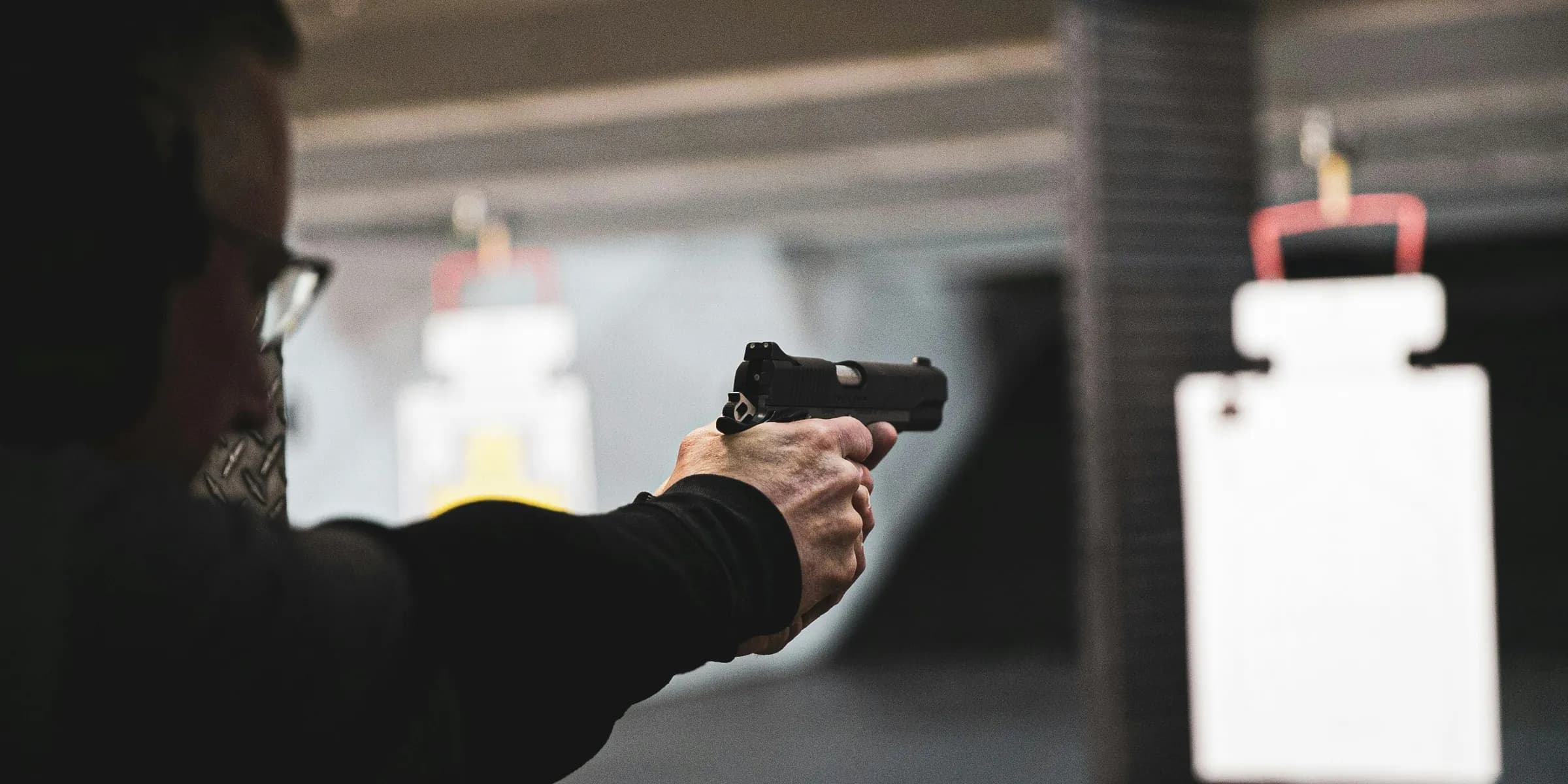 man doing practice shooting