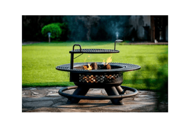 Master Forge 47.24-in W Black Steel Wood-Burning Fire Pit