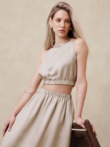 VISCOSE-LINEN CROPPED TANK