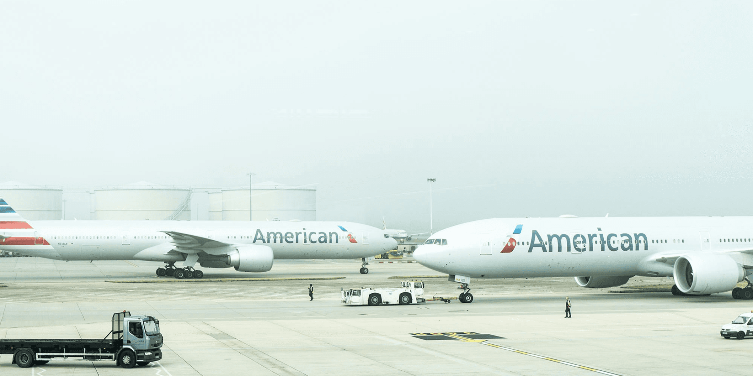 two American Airlines planes on airport