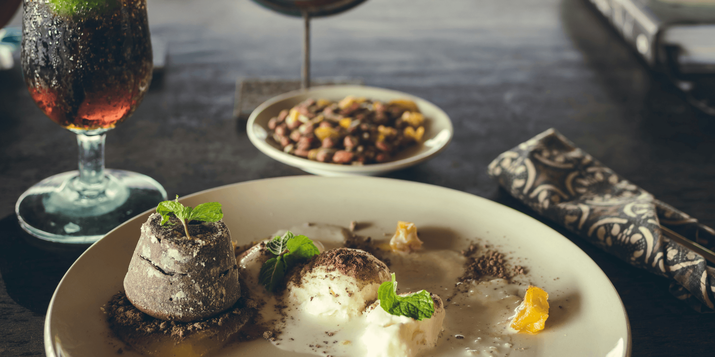 ice cream with vegetable on plate.