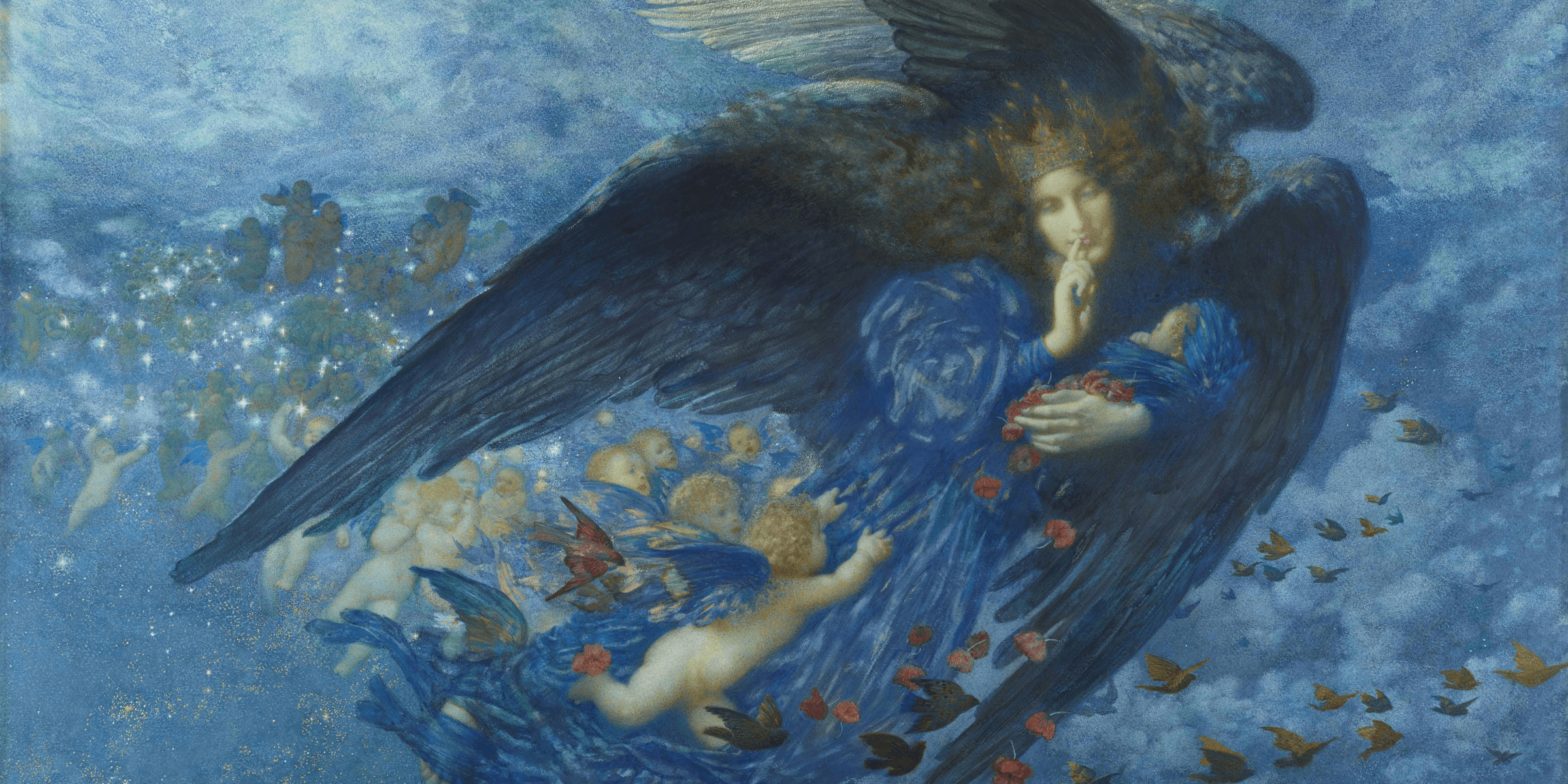 angel in blue dress painting.