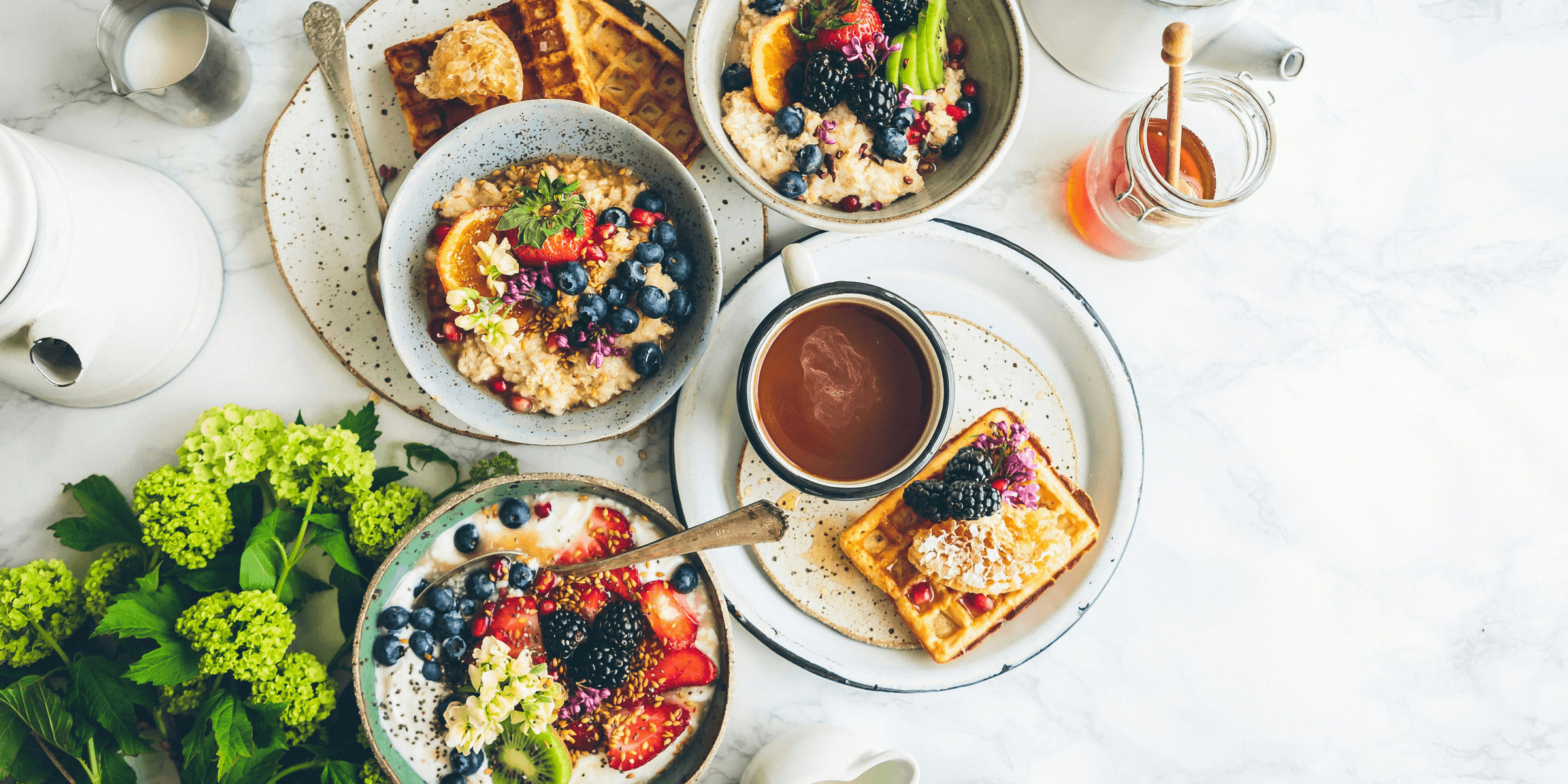 fruit salad on gray bowls.
