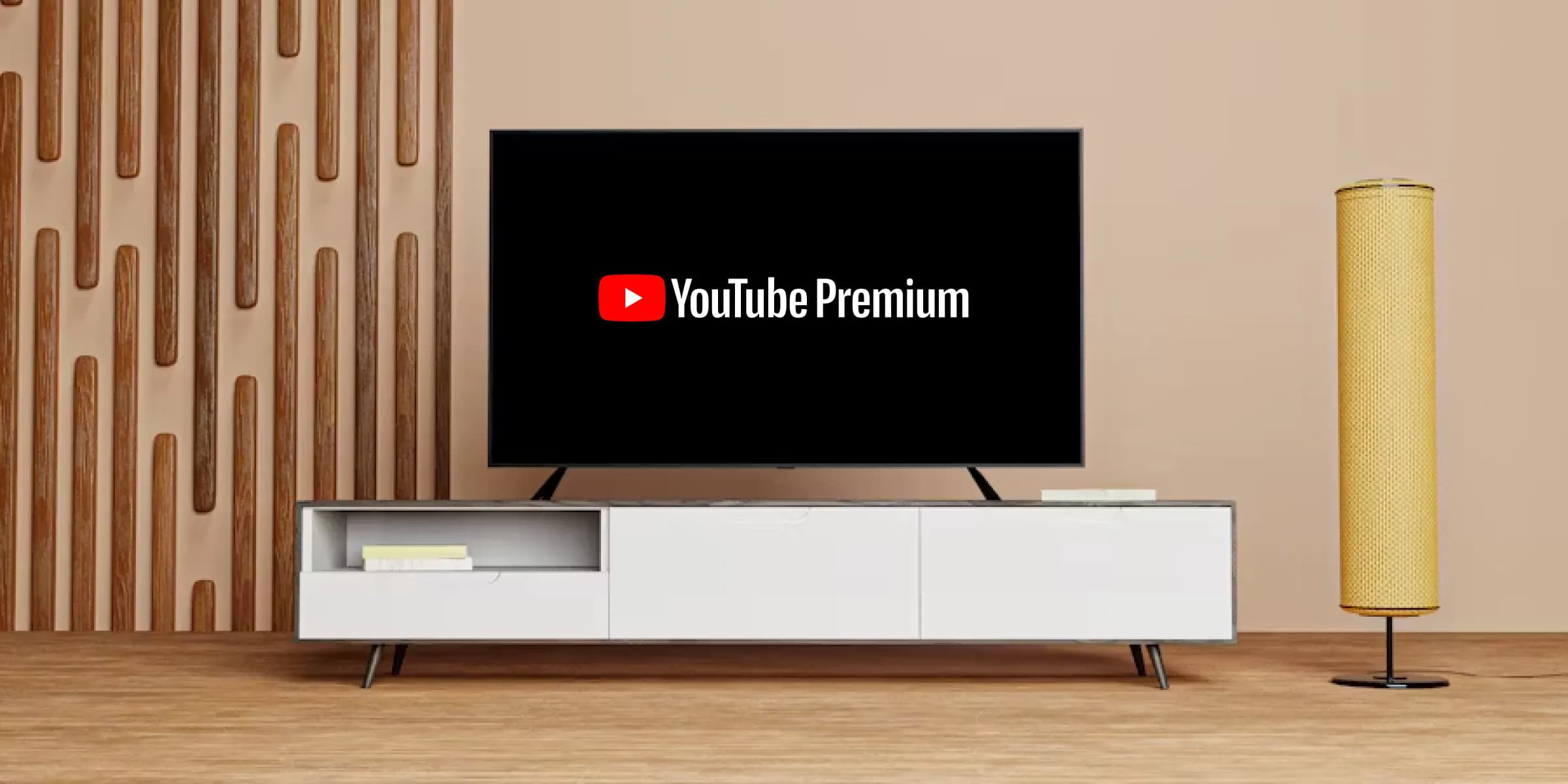 TV in a living room showing the YouTube Premium logo