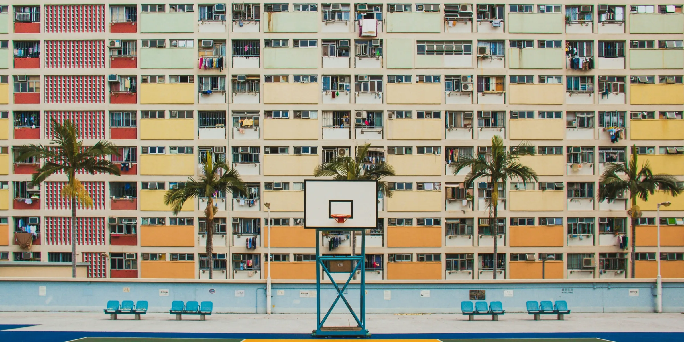 building with basketball court