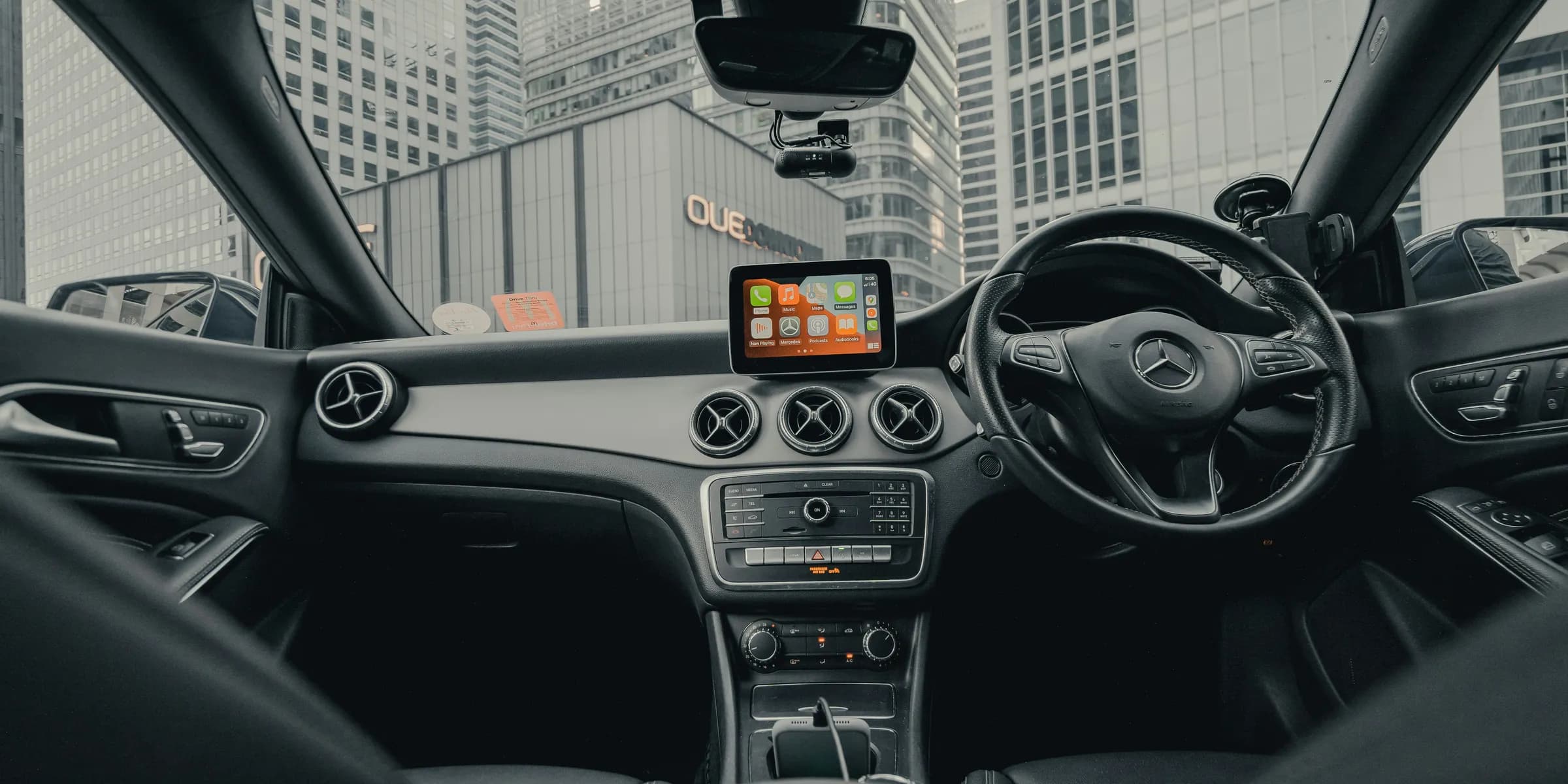 black and silver car interior