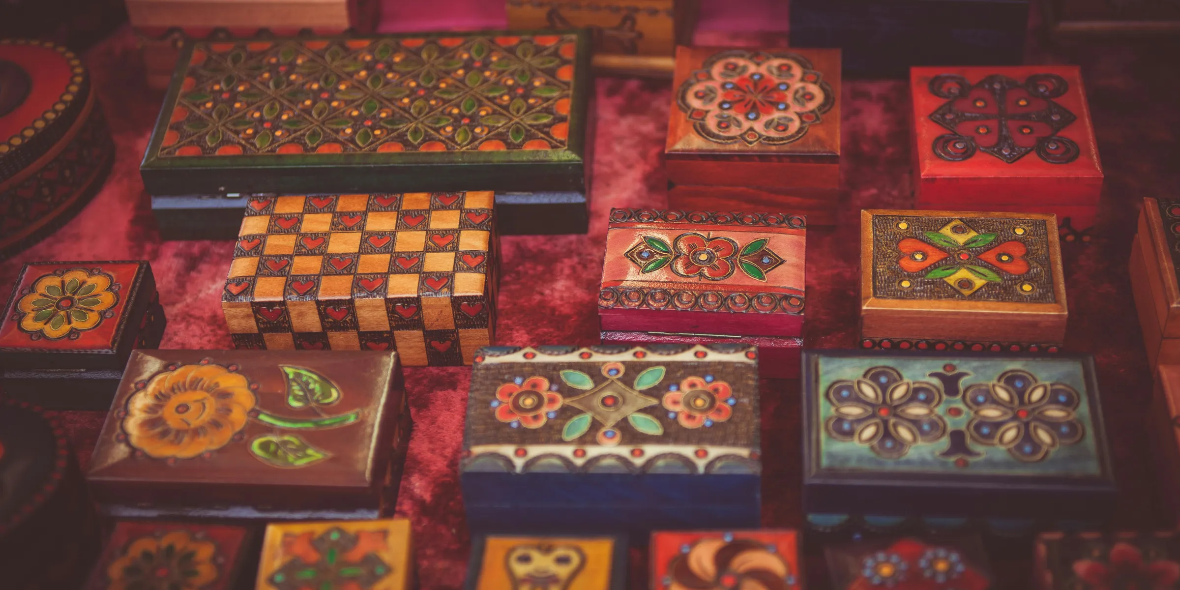 assorted wooden boxes