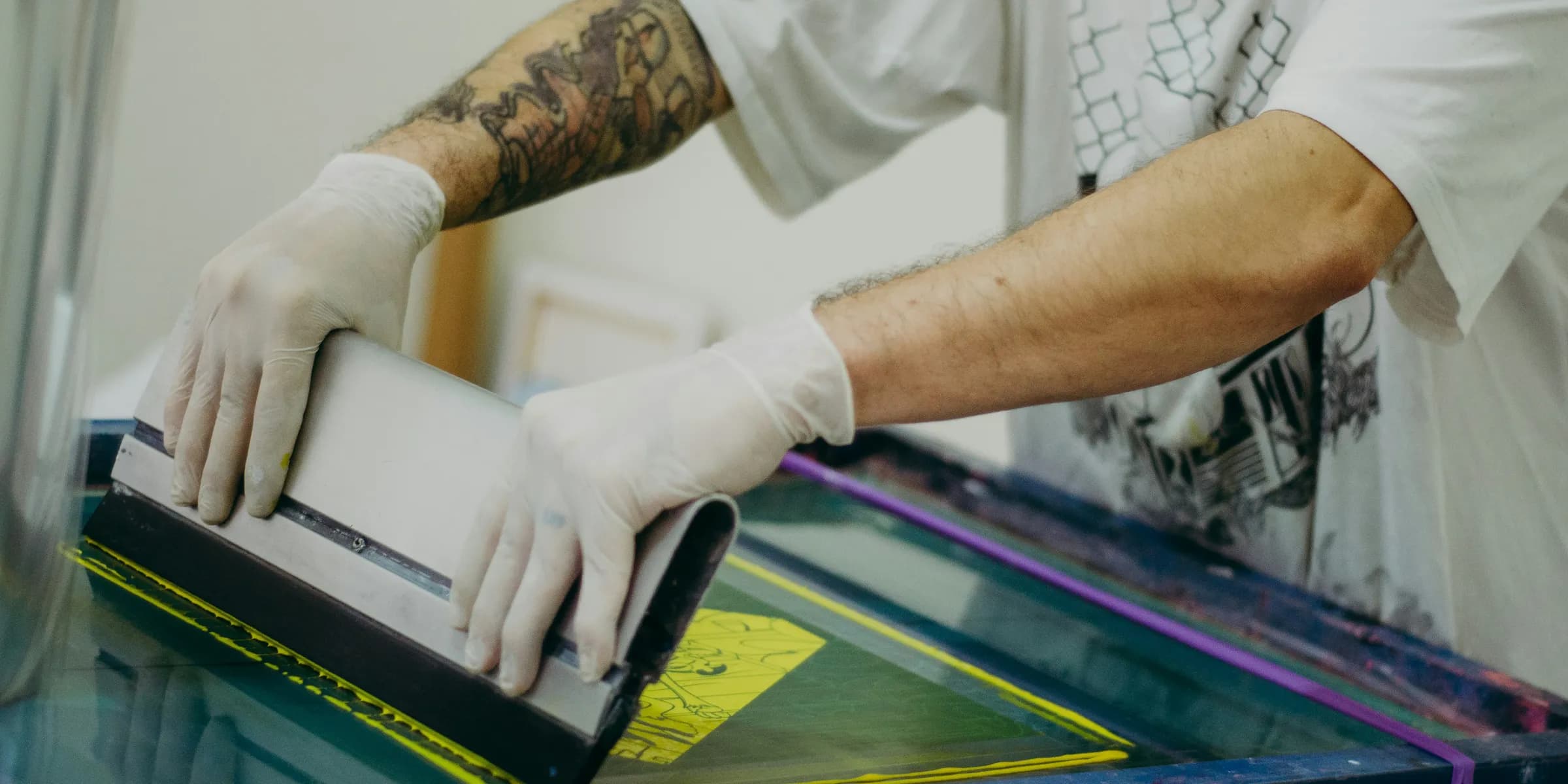 a man in a white shirt and white gloves
