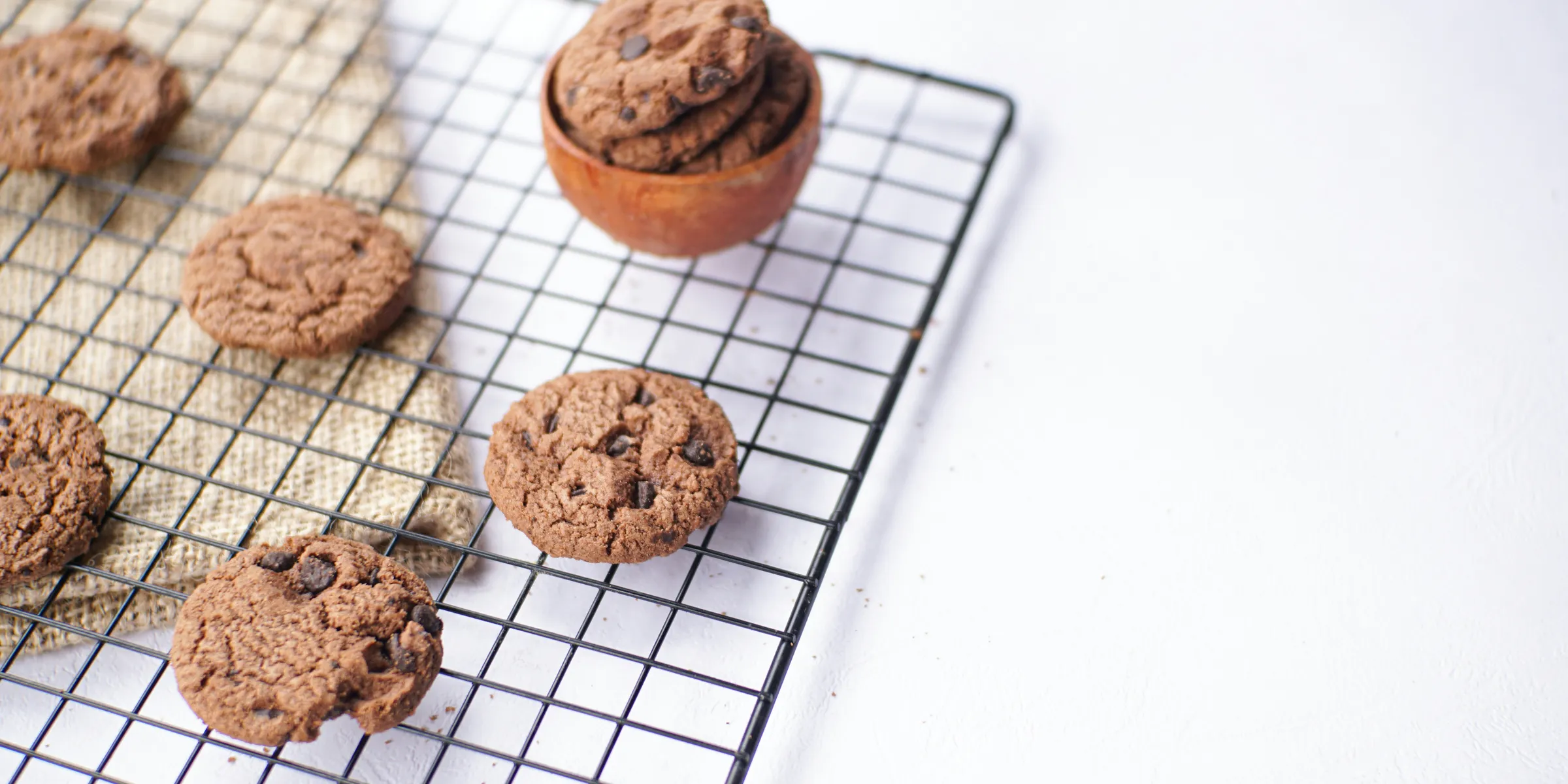 Freshly baked chocolate chip cookies ready to eat.