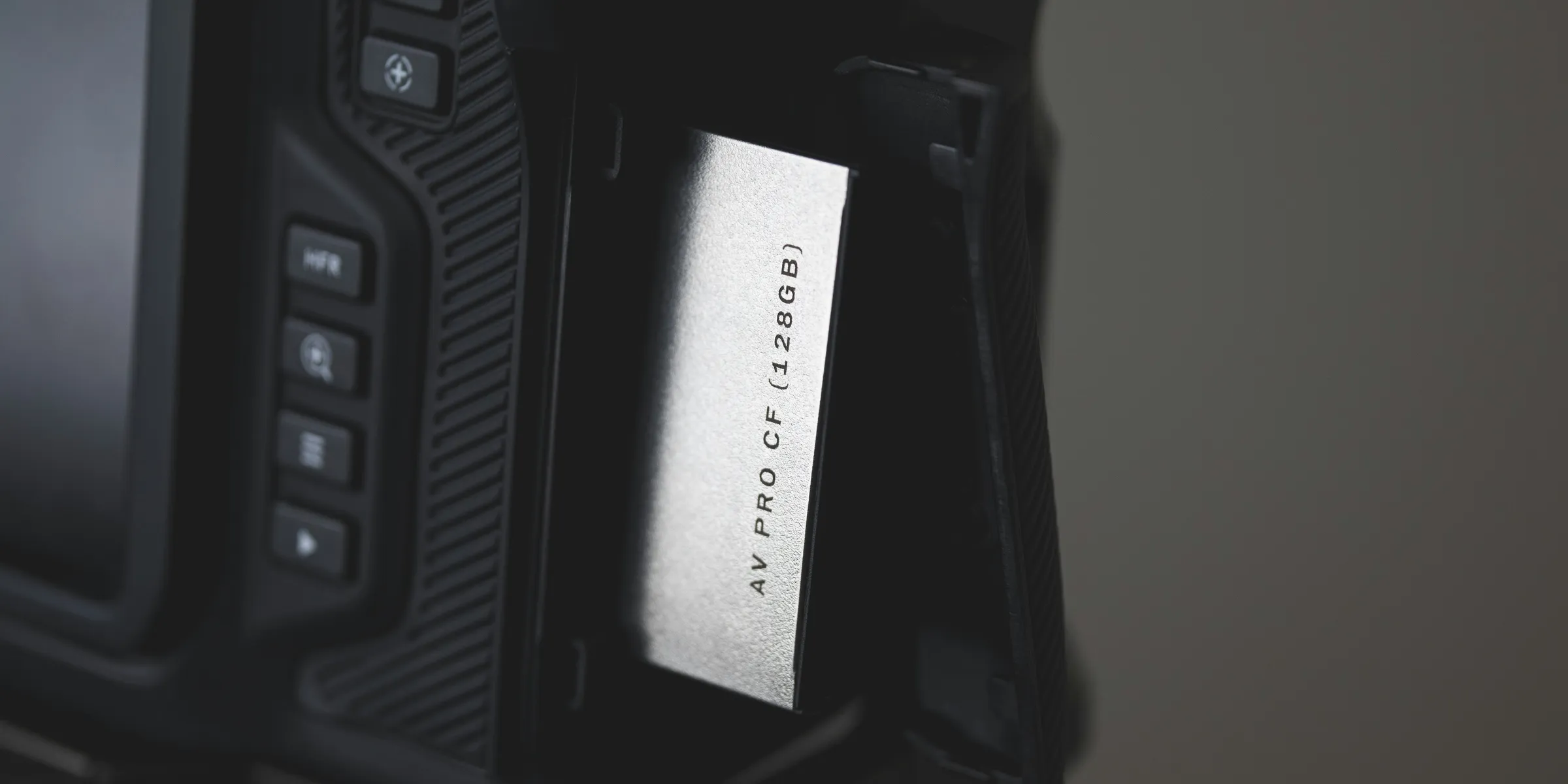 a close up of a camera with a label on it