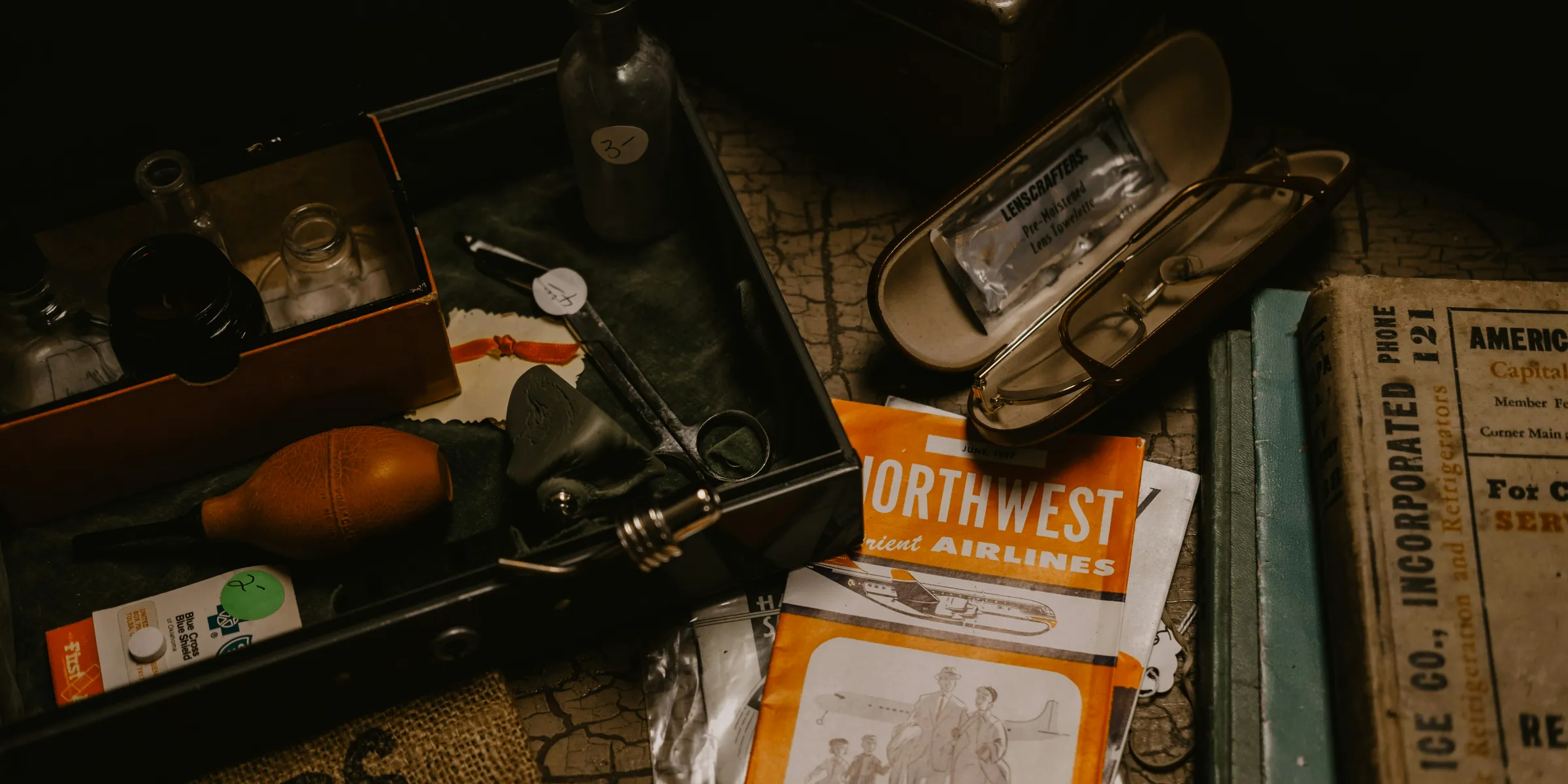 assorted tools on box