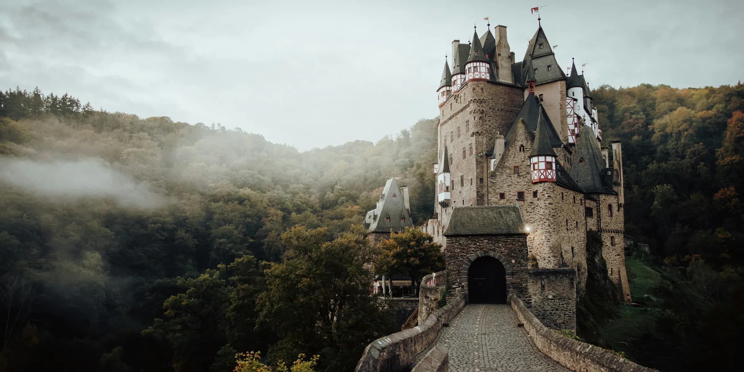 a castle in the middle of a forest