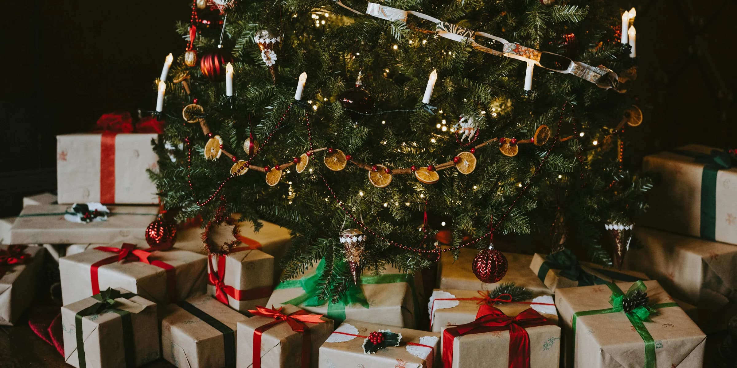 gift boxes under Christmas tree