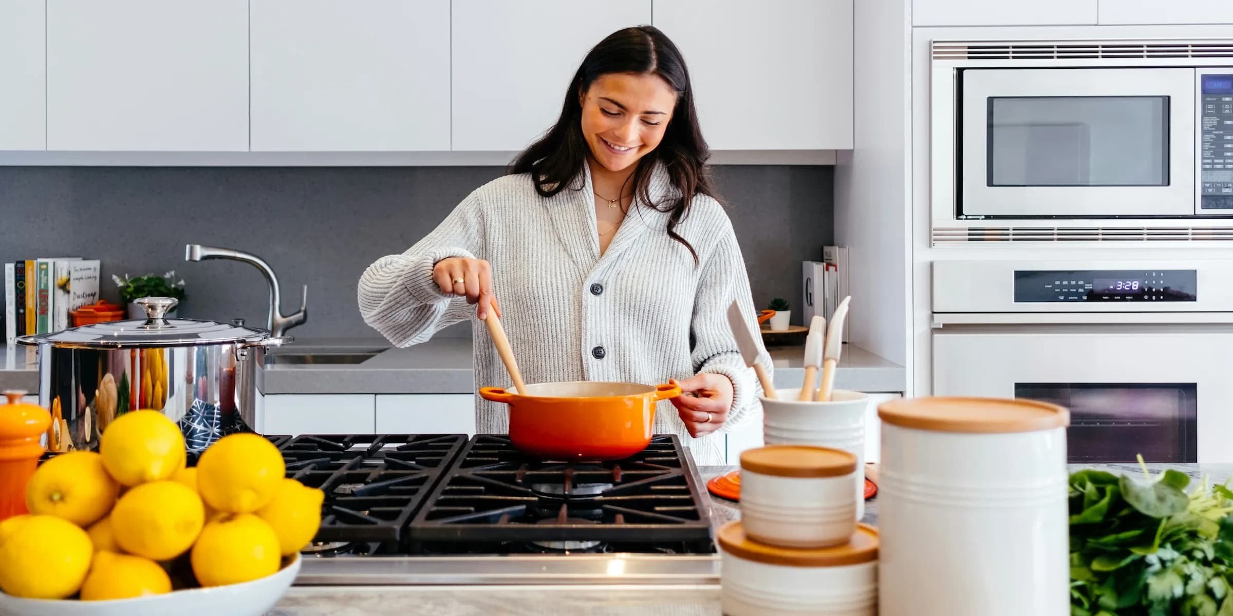 woman cooking in her kitchen