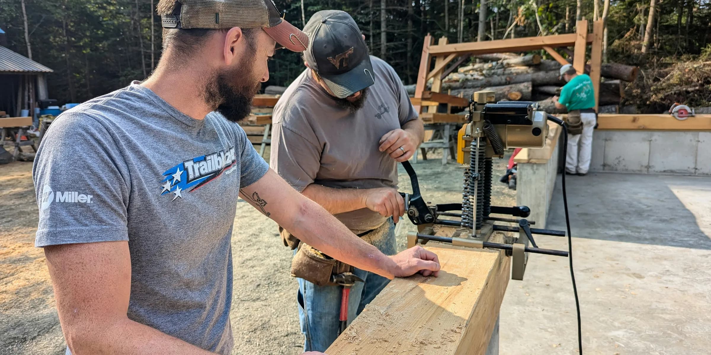 Two men working on a construction site