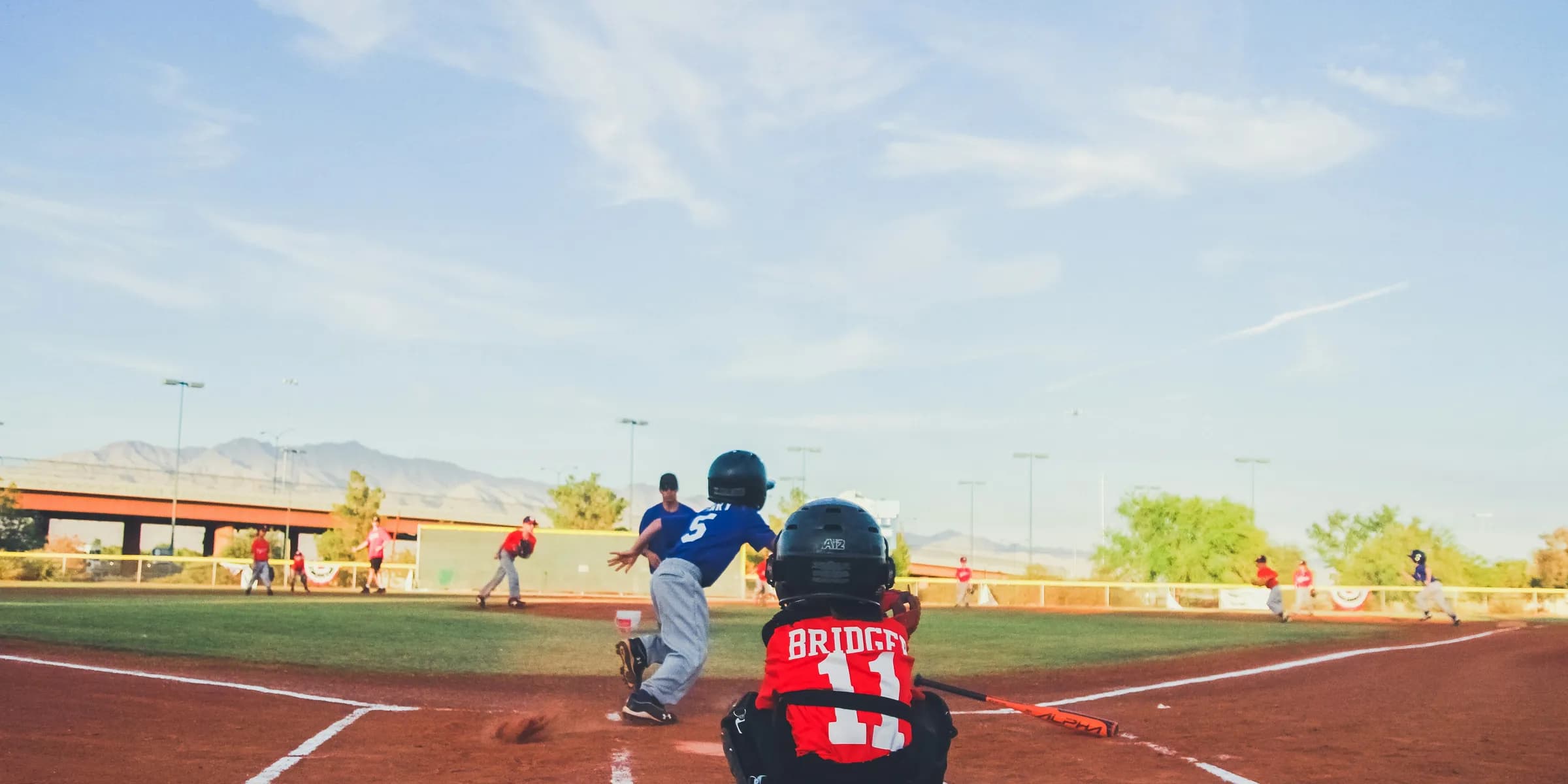 children playing baseball
