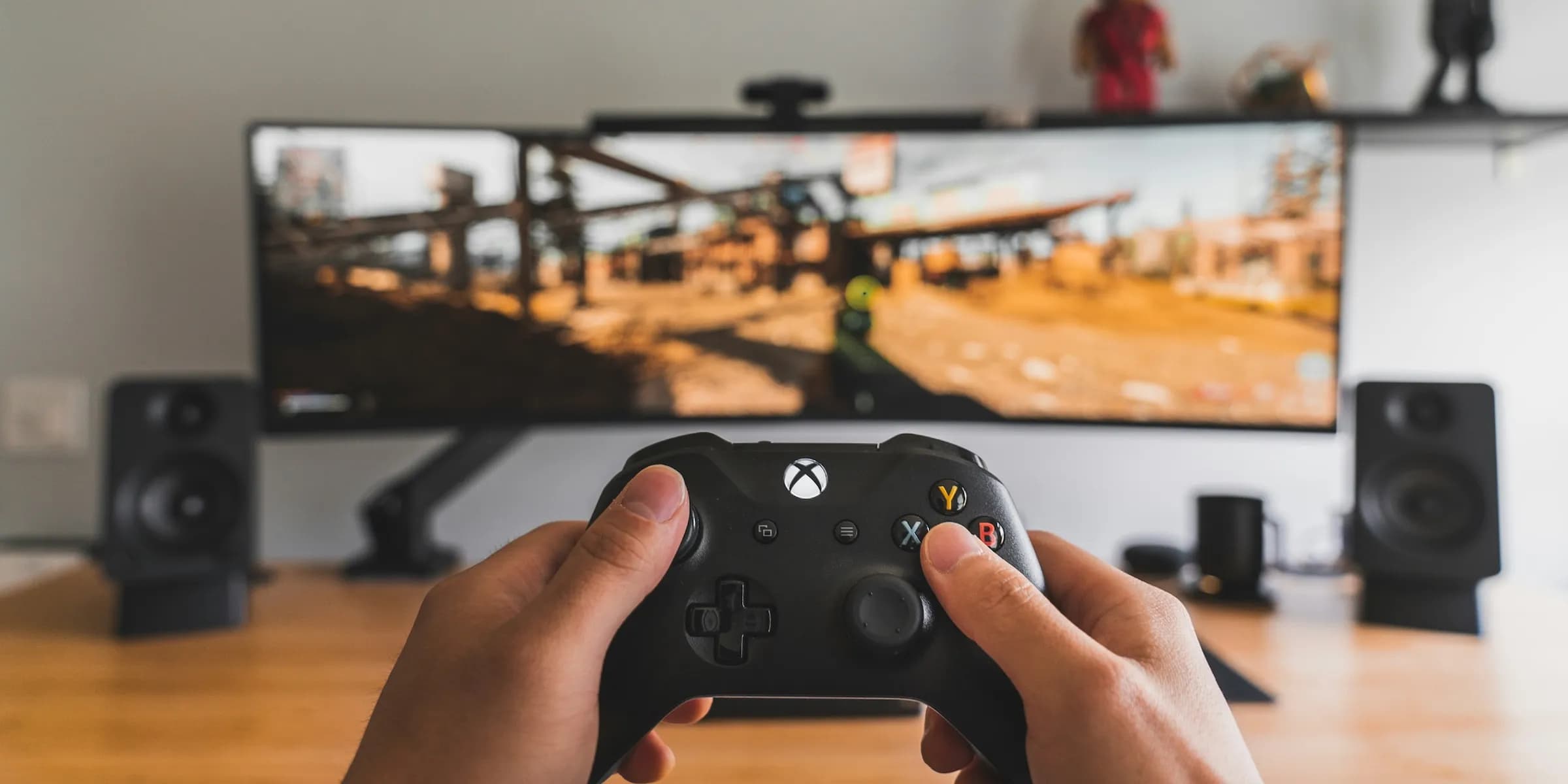 person playing video games