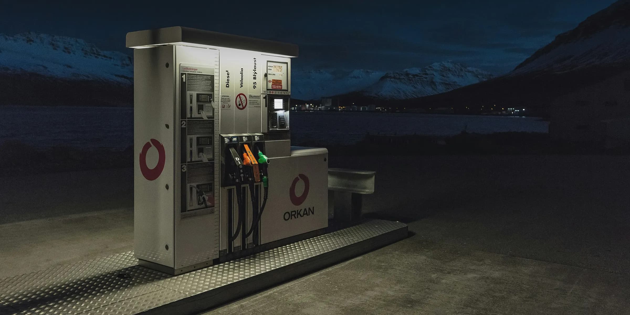 white Orcan fuel station