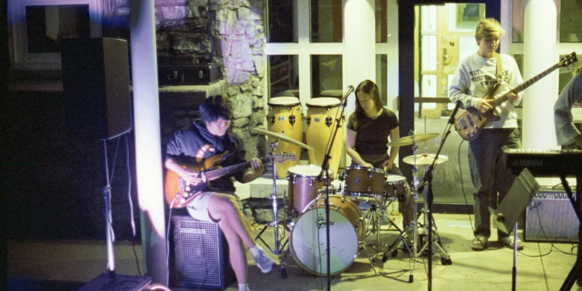 a group of people playing music together