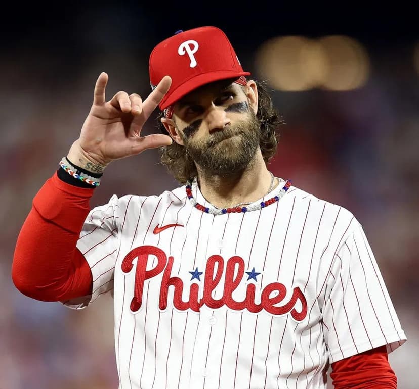 Baseball imagery featuring Bryce Harper Home Jersey