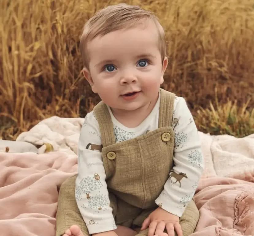 Baby care imagery featuring Cotton Pajamas Set