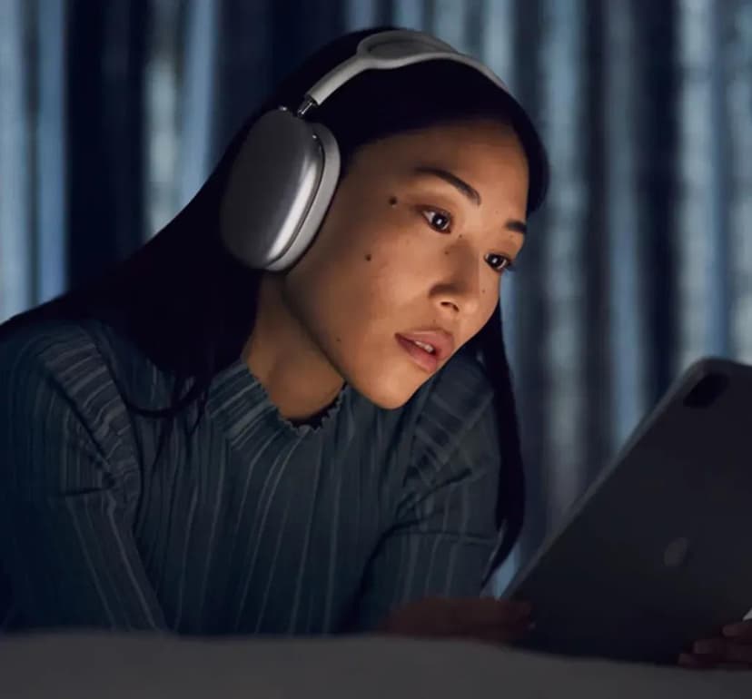 Tech imagery featuring AirPods Max