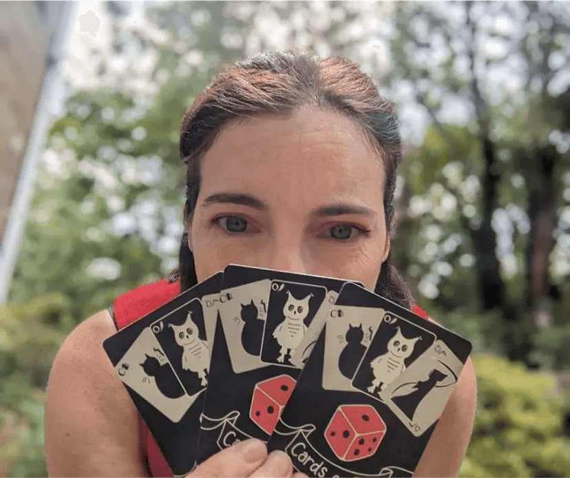 Image of an excited On Me gift card recipient. Their thank you note is below.